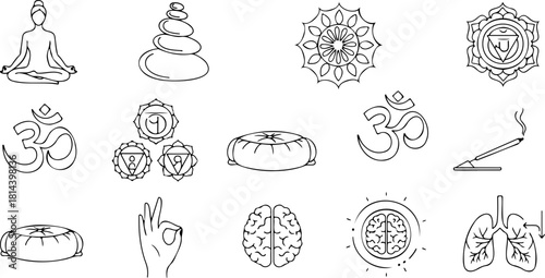 Find Inner Peace with Yoga and Meditation: Serene Icons for Wellness, Mindfulness, and Spiritual Harmony. Perfect for Stress Relief and Relaxation