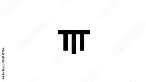 Abstract Minimalist Black Graphic Icon of Three Vertical Bars Connected by a Top Horizontal Line, Simple Geometric Symbol Design