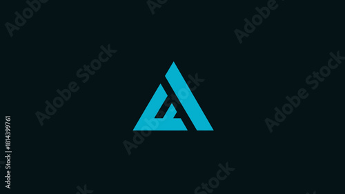 Modern abstract geometric blue triangle logo on dark background. Minimalist design for technology, corporate, digital branding, or startup.