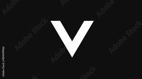 Minimalist White Uppercase Letter V on Black Background, Modern Geometric Typography Initial Design Element