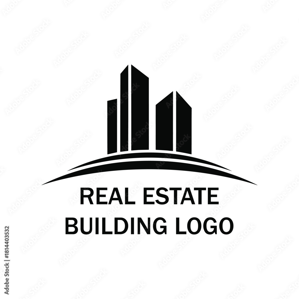 Fototapeta premium Modern Real Estate Building Logo – Black Skyline Architecture Vector