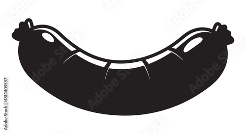 Bold black sausage silhouette illustration for food iconography and design.