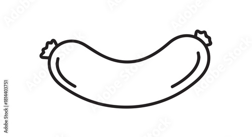 Minimalist black-and-white illustration of a plump sausage icon on a white background.