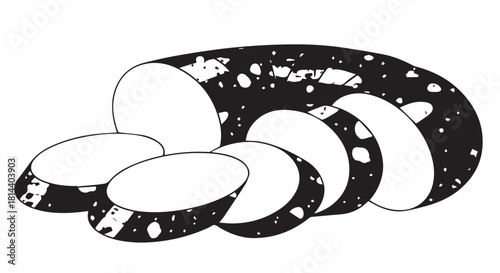 Abstract Illustration of Circular Slices of Cookies with Speckled Pattern.