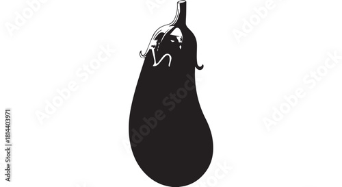 Silhouette illustration of a single purple eggplant with subtle highlight.
