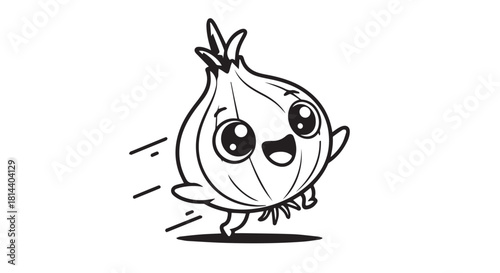 Playful cartoon chick running with determined expression and cheerful energy.