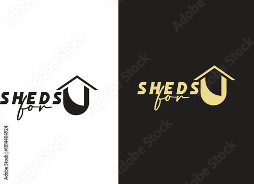 Sheds For U Minimal Logo Design isolated transparent background