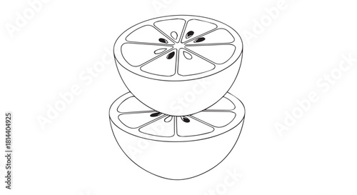 Two Halved Oranges Stacked Together Showcasing Fresh Citrus Fruit.