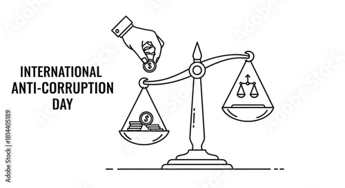 Scales of justice with money symbol representing international anti corruption day