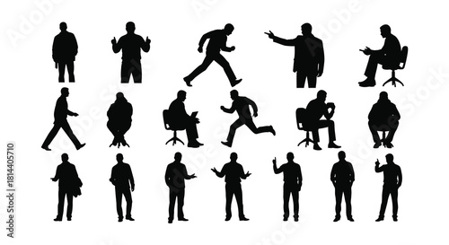 Silhouettes of people in various poses and actions a collection of figures