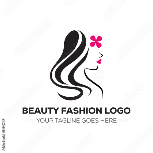 Beauty Fashion Woman Logo with Floral Accent