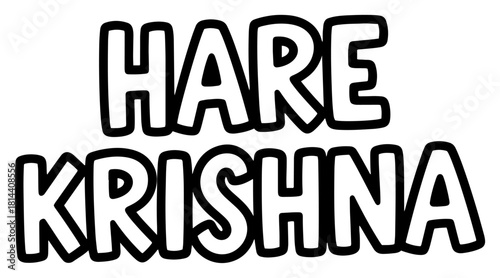 Hare krishna mantra lettering bold outline vector illustration