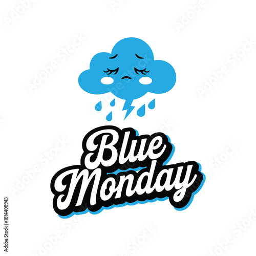 Blue Monday Sad Cloud Illustration – Emotional Low Mood and Winter Blues Concept