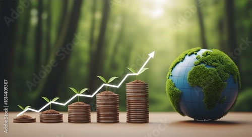 Sustainable investment growing money with green initiatives for a healthy planet