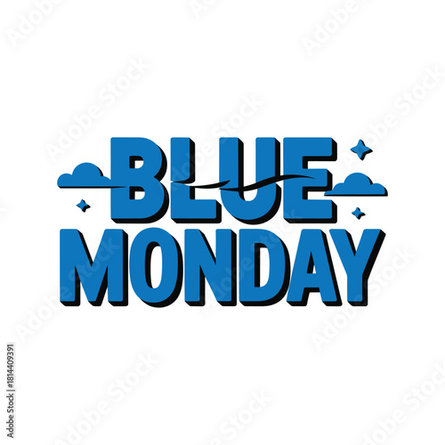 Blue Monday Typography Design on White Background
