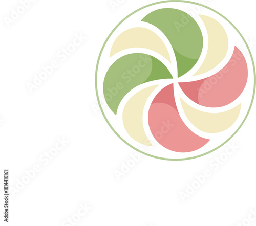 Abstract Pinwheel Colorful Pastel Tones Isolated on Transparent Background
