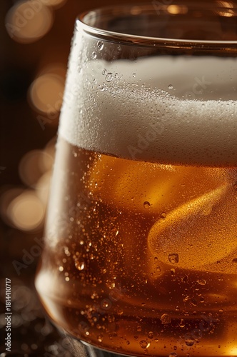 Enjoying a Refreshing Drink in a Cozy Setting With Sparkling Bubbles and Ice