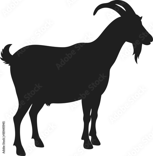 Standing Male Goat Silhouette Vector