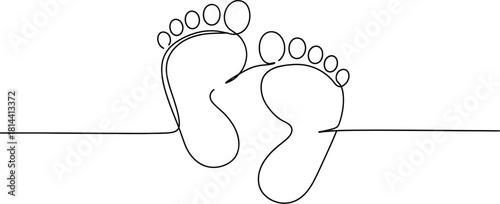 Footprints line art vector illustration icon 