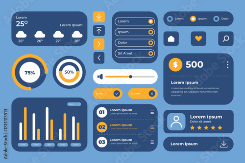 Modern flat ui and ux design elements for web and app interfaces