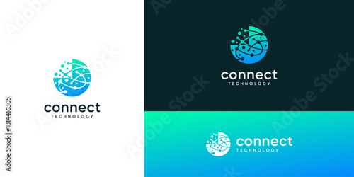 Abstract of interconnected dots and lines structure in tech system network space, logo designs ideas. Creative vector illustration based icons template.