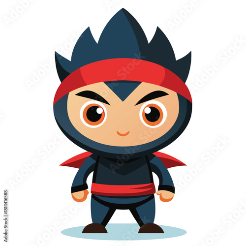 stylized 3d ninja-kid character with-oversized hea