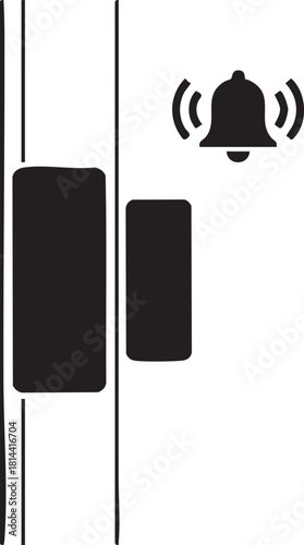Isolated Smart Home Alarm Sensor Silhouettes Stock Illustration of Window Door Mounted Security