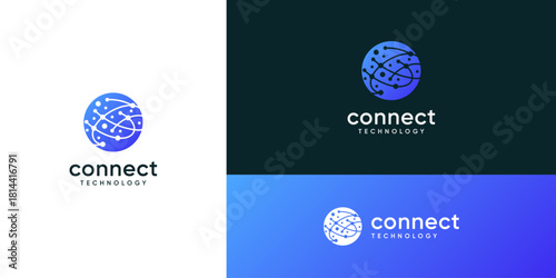 Abstract of interconnected dots and lines structure in tech system network space, logo designs ideas. Creative vector illustration based icons template.