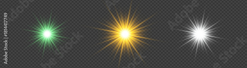 Glowing Starburst Light Effects Set for adding highlights, magic lights, or decorative illumination to creative artworks.