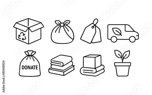 Minimalist icons for sustainable living and eco-friendly practices