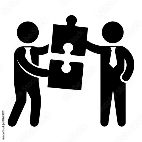 business people holding puzzle