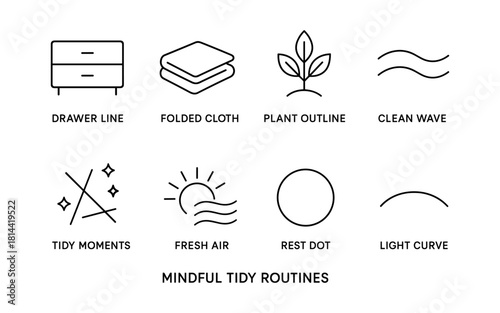 Minimalist line icons: sustainable living and clean design for mindful spaces
