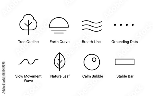 Minimalistic icons collection featuring nature and elemental symbols for modern designs