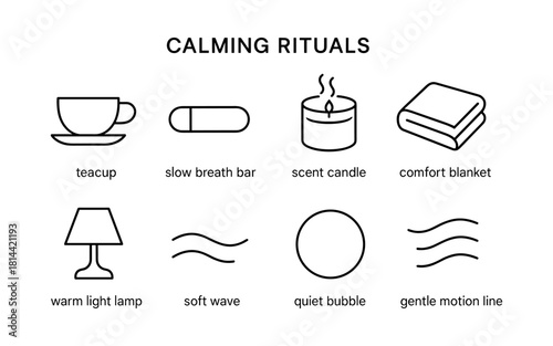 Calming rituals: simple icons for relaxation and self-care