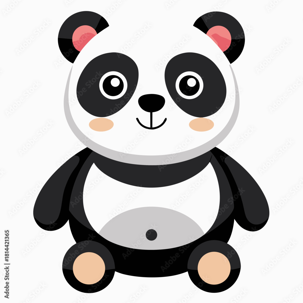 Obraz premium Toy panda cartoon object on a white background vector illustration