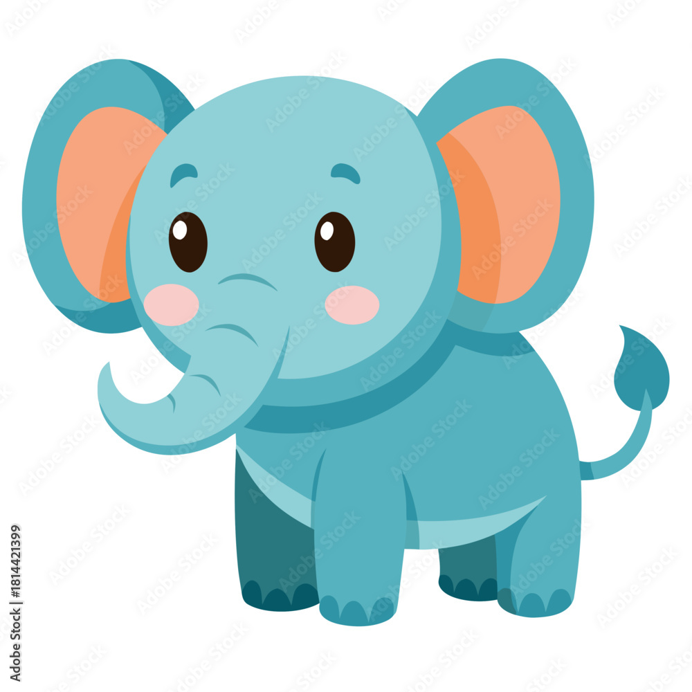 Naklejka premium Toy elephant cartoon object on a white background vector illustration