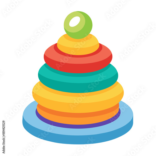 Baby toy ring stack cartoon object on a white background vector illustration