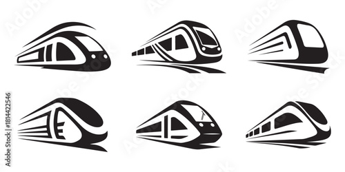 High-Speed Train Logo Set – Modern Railway Icon Collection