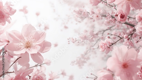 Cherry Blossoms Bloom Beautifully Under Bright Sunlight in Springtime