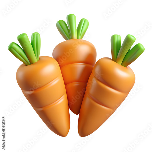 3D Cute Carrots Bunch Illustration