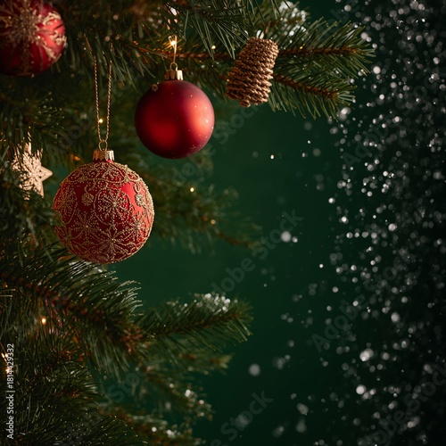Colorful Christmas Ornaments Hang on a Decorated Tree With Soft Lights and a ...