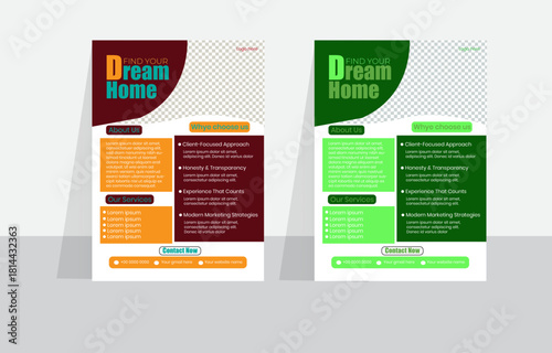 real estate flyer design template modern and attractive for business marketing and advertising. use three diffreant color.