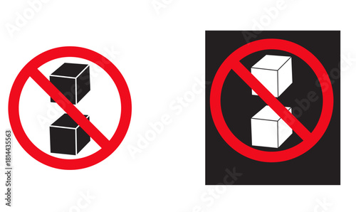 Do Not Stack Red prohibition circle showing stacked boxes crossed out, used to indicate “do not stack” instructions for preventing damage to sensitive or unstable packaged items.