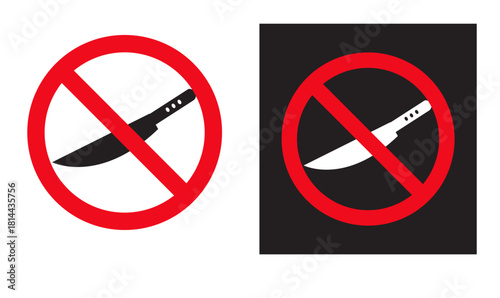 No Knife / Do Not Cut Red prohibition sign with a crossed-out knife icon indicating “do not cut,” used to prevent accidental package damage or injury during handling and unpacking