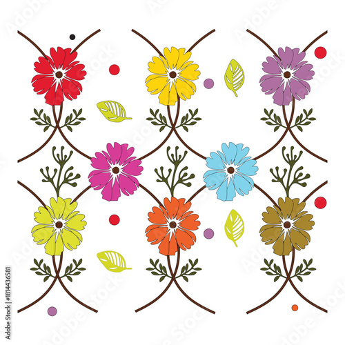 Floral Colorful Pattern Design , Print Design , EPS File