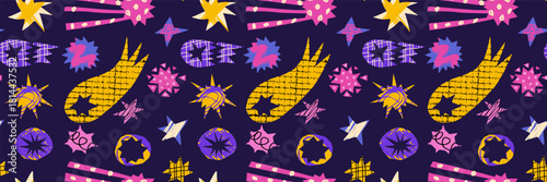 Seamless starburst pattern with irregular star shapes and cutout texture.