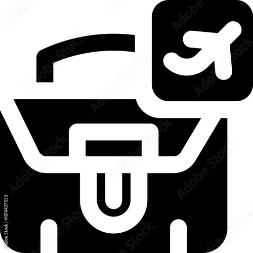 business trip glyph icon. Strong and solid vector icon for websites, mobile interfaces, presentations, and visual branding. High quality and easy to edit.