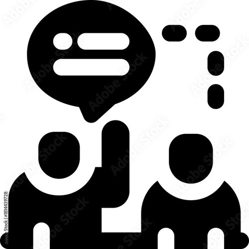 in person glyph icon. Strong and solid vector icon for websites, mobile interfaces, presentations, and visual branding. High quality and easy to edit.