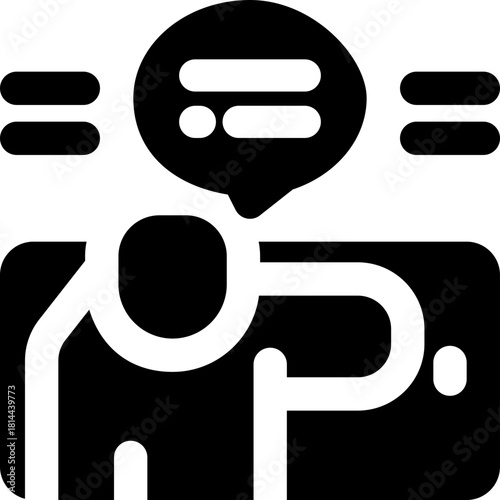 online coach glyph icon. Strong and solid vector icon for websites, mobile interfaces, presentations, and visual branding. High quality and easy to edit.