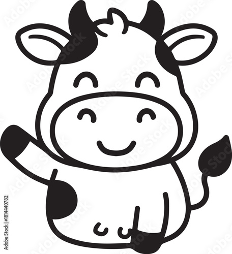 cute funny cow cartoon illustration on white background